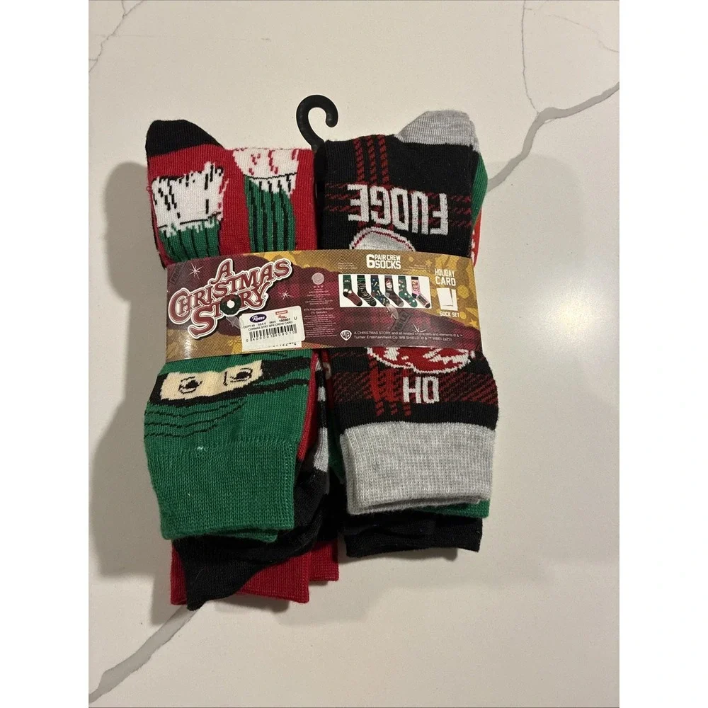 A Christmas Story Men's Movie Inspired Design 6 Pack Crew Socks